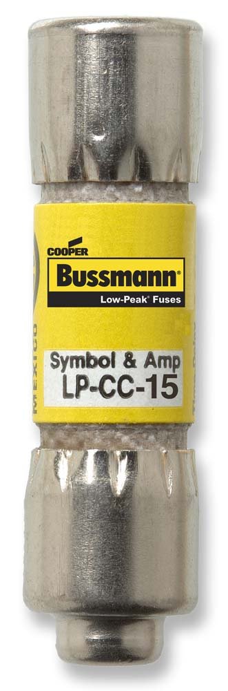 Bussmann LP-CC-15 15 Amp Low-Peak Time Delay Current Limiting Class CC Rejection Cartridge Fuse, 600V UL Listed